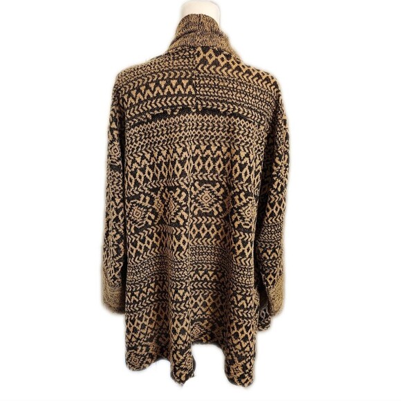 One World Live and Let Live tribal print tan & black open front cardigan, XXL - Picture 3 of 8